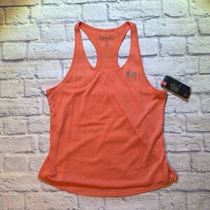 NEW Under Armour Heat Gear Orange Lightweight Racerback Tank Top Size Large